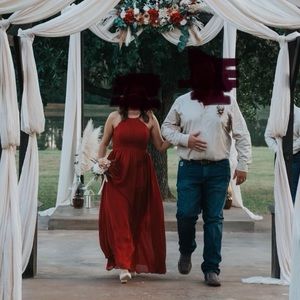 Elegant Burnt Orange Evening Gown